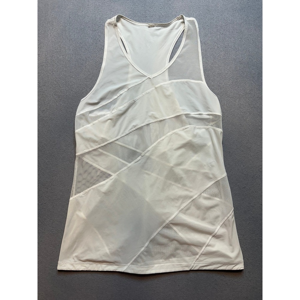 Lululemon White Mesh Panel Racerback Athletic Tank Top V-Neck Training Shirt -70